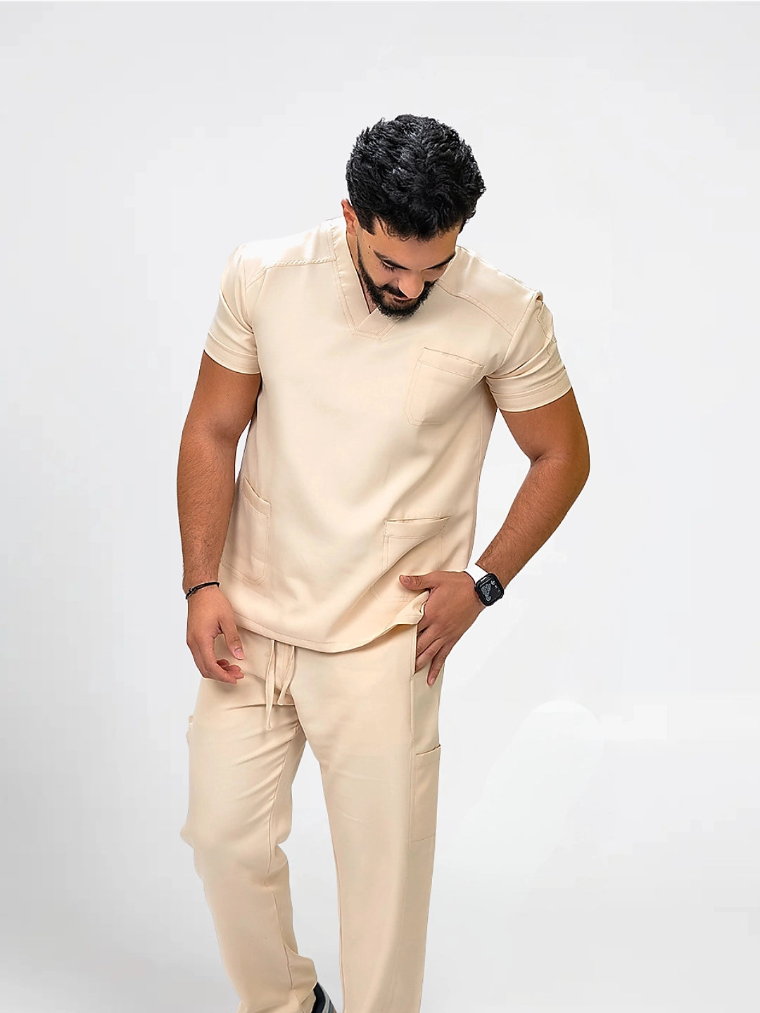 Unisex beige scrub