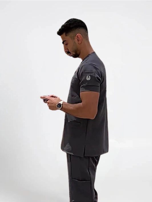 Unisex dark gray scrub