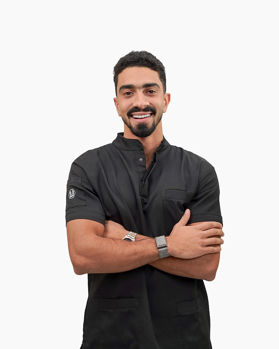 Unisex half collar black scrub