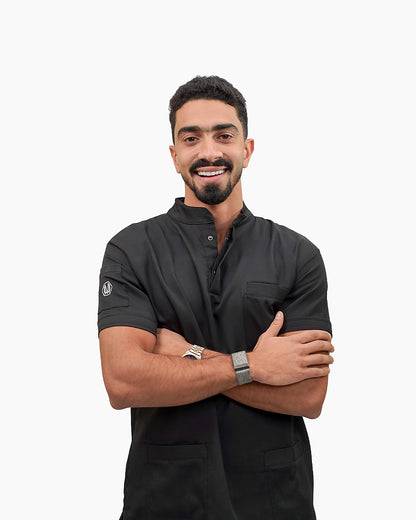 Unisex half collar black scrub