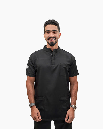 Unisex half collar black scrub