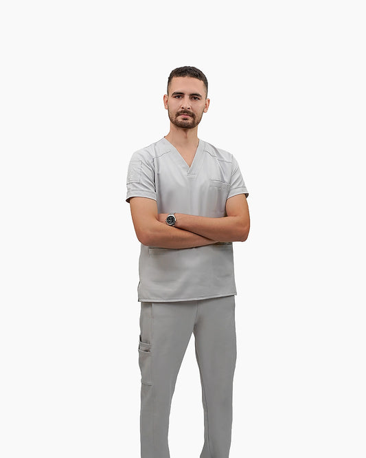 Unisex light gray scrub