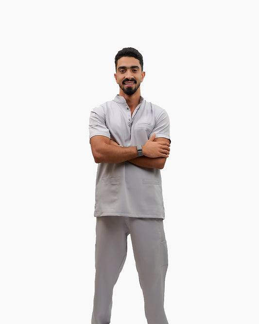 Unisex Half collar gray scrub