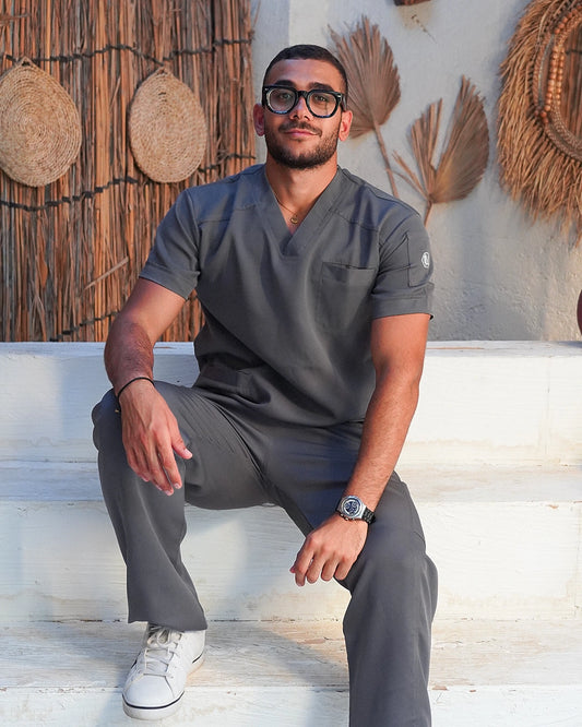 Unisex dark gray scrub