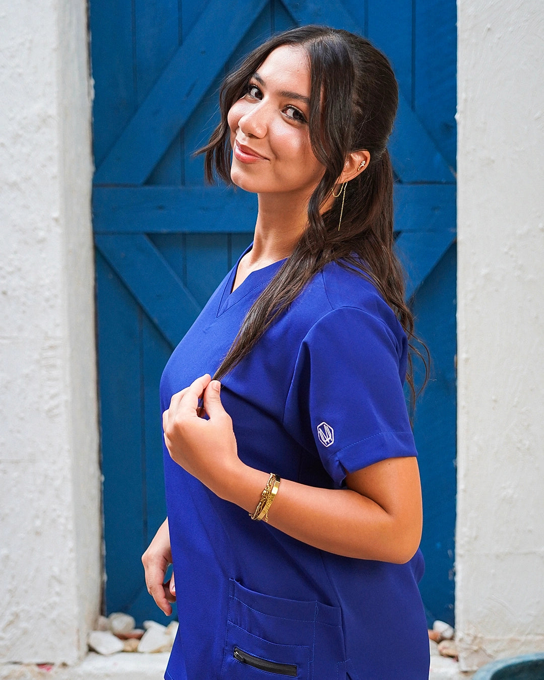 Female royal blue scrub