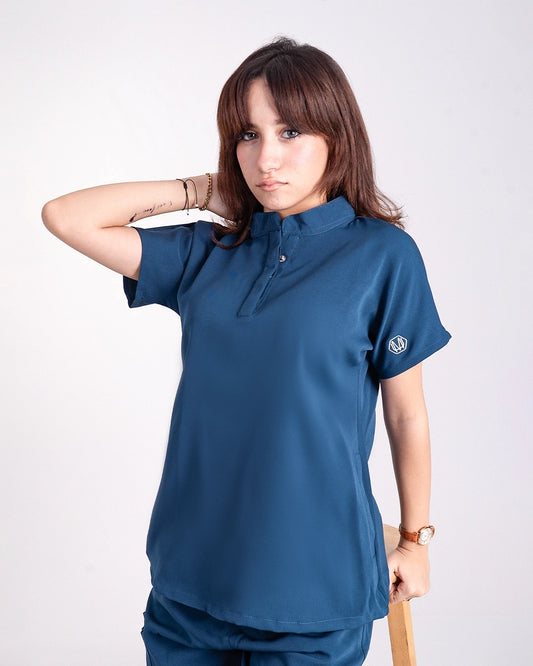 Female half collar Nile blue scrub