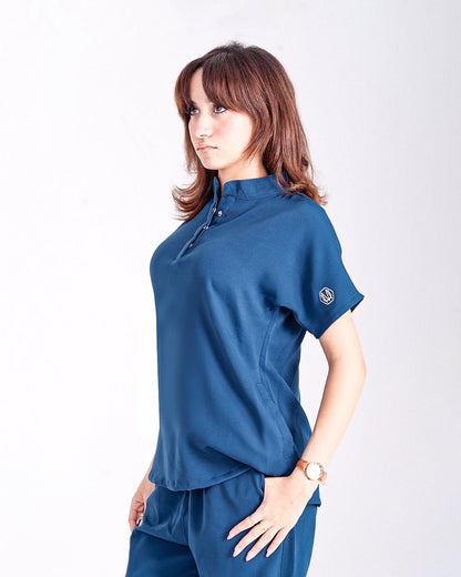 Female half collar Nile blue scrub