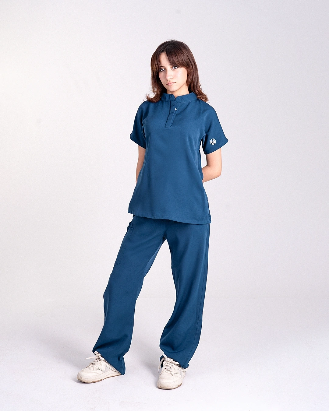 Female half collar Nile blue scrub