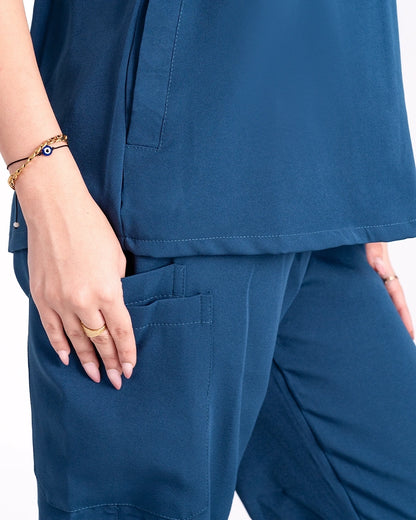 Female half collar Nile blue scrub