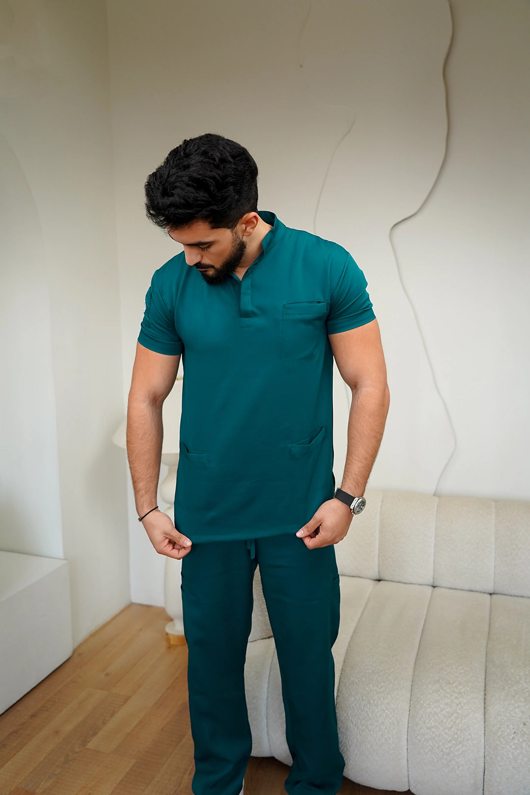 Unisex half collar forest green
