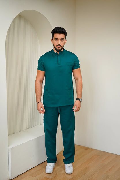 Unisex half collar forest green
