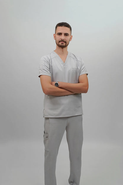 Unisex light gray scrub