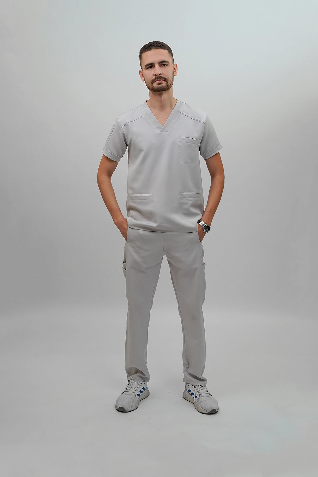 Unisex light gray scrub