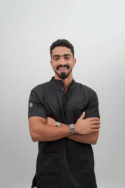 Unisex half collar black scrub