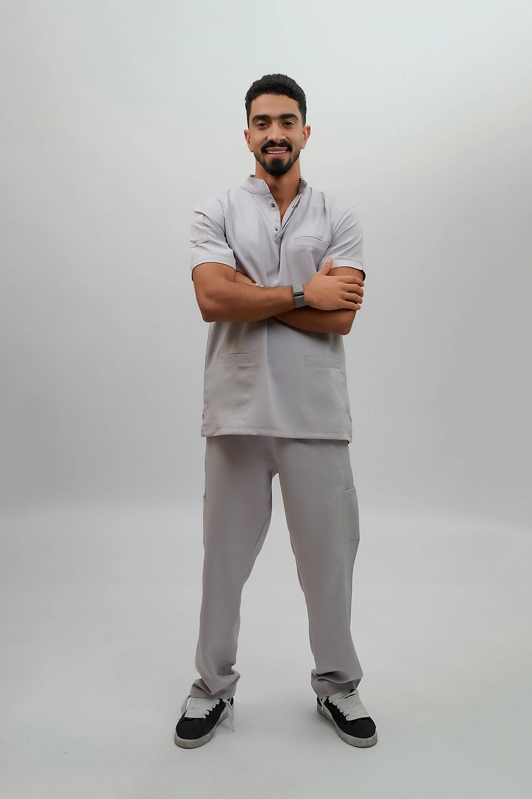 Unisex Half collar gray scrub