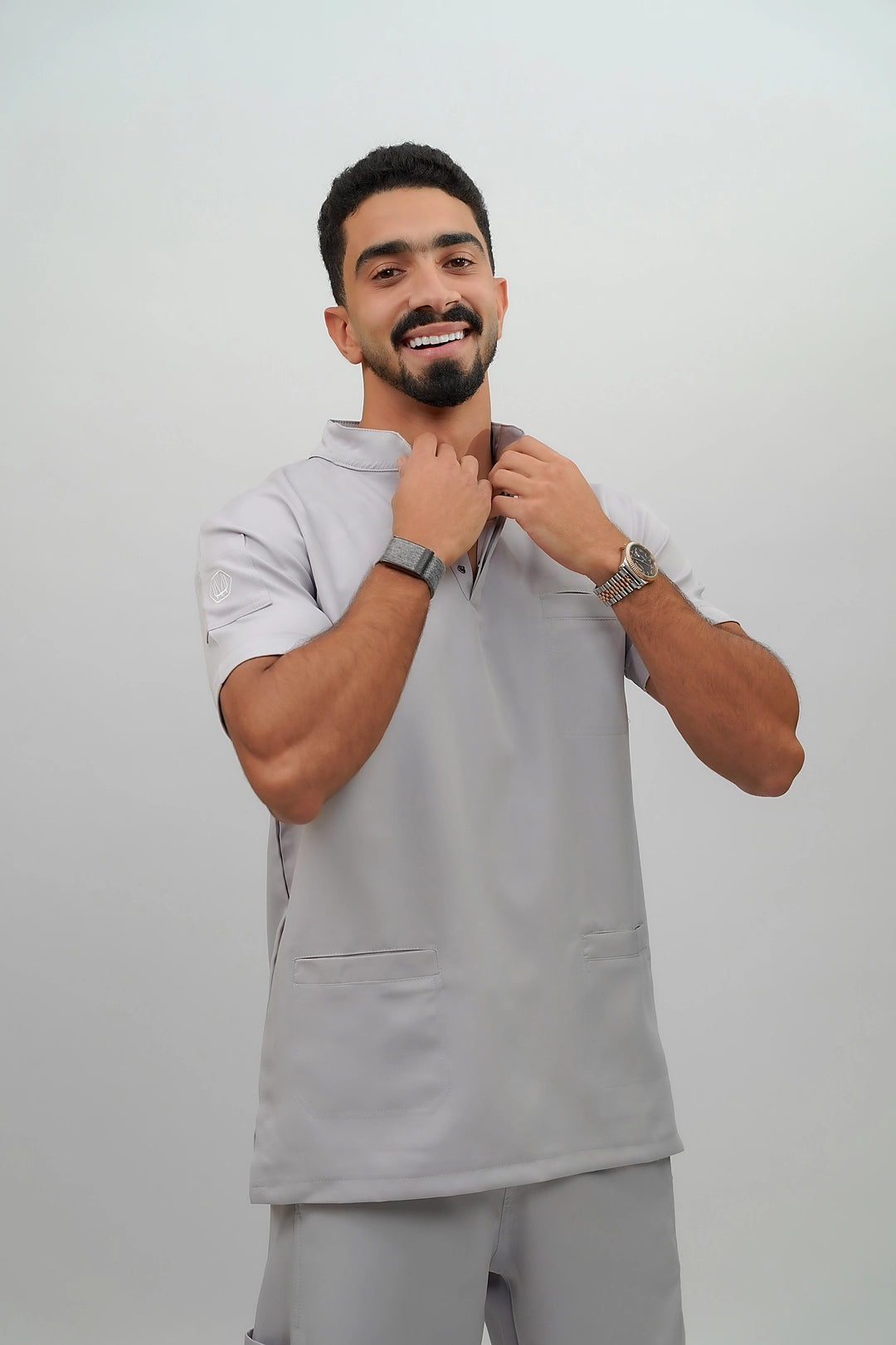 Unisex Half collar gray scrub