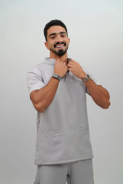 Unisex Half collar gray scrub