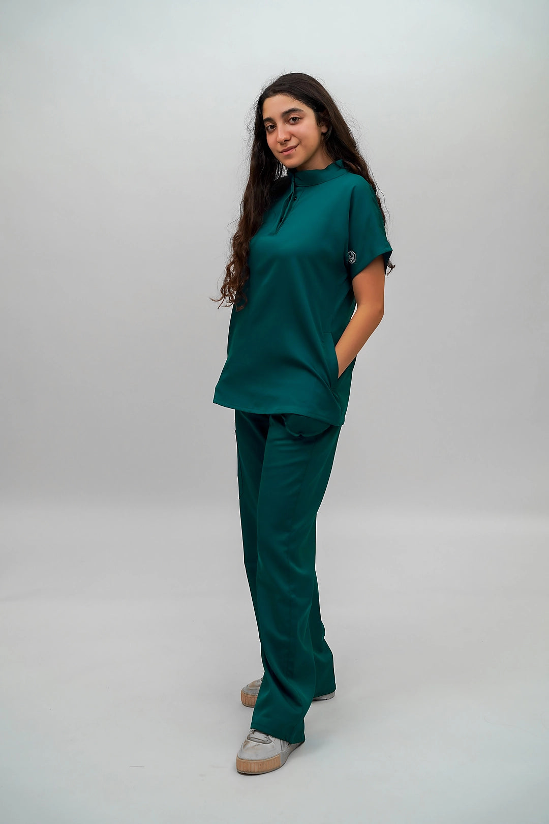 Female half collar forest green