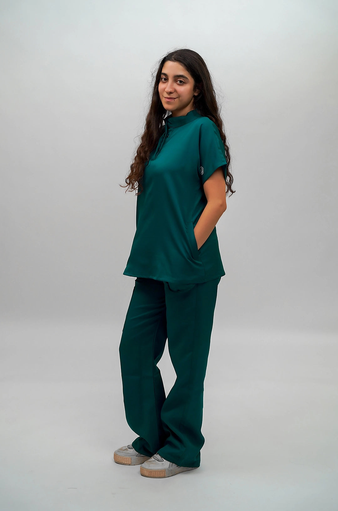 Female half collar forest green