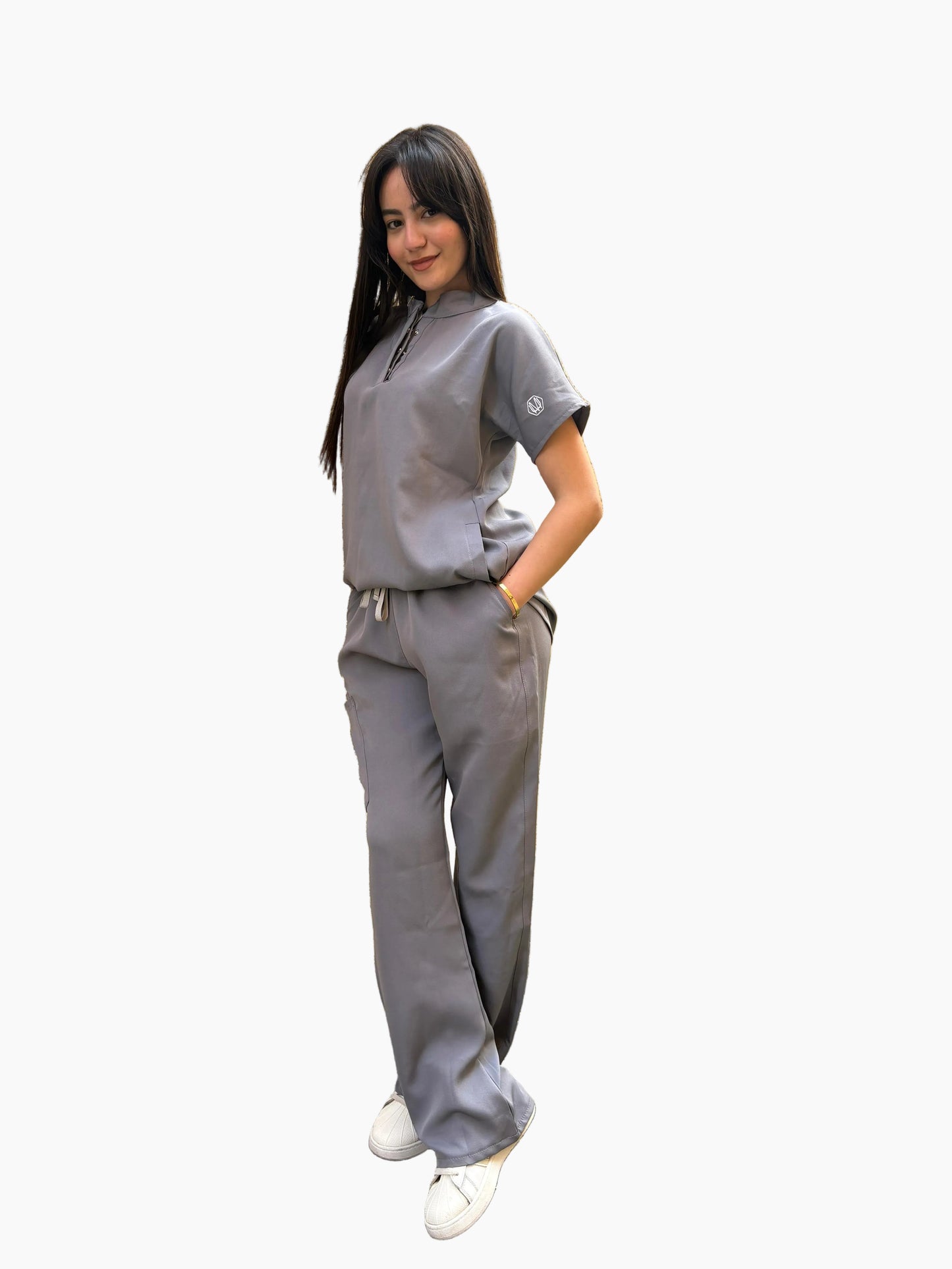 Female Half collar Gray scrub