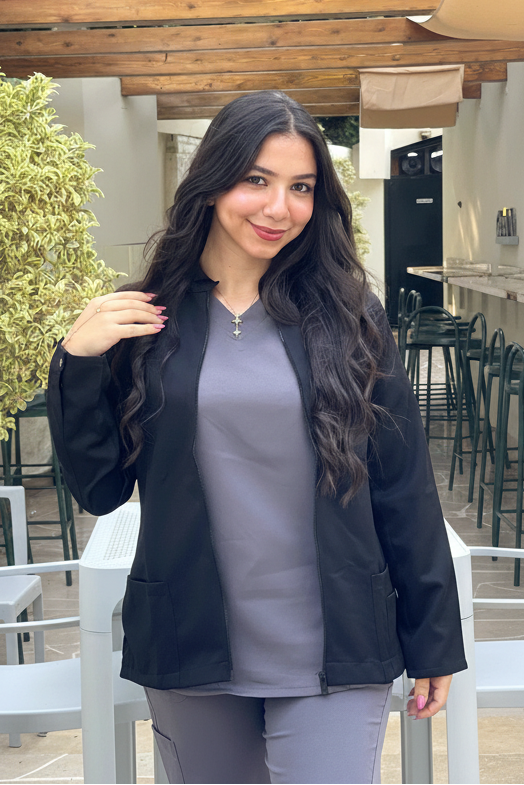 Female lab coat Black