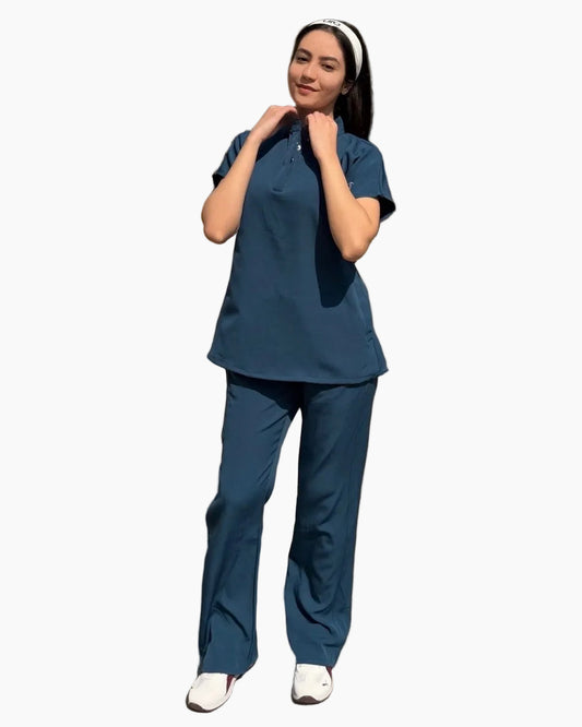 Female half collar Nile blue scrub