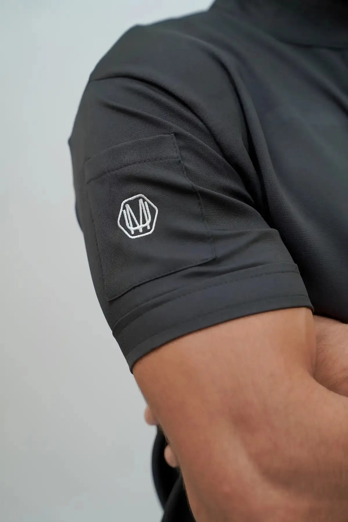 Unisex half collar black scrub