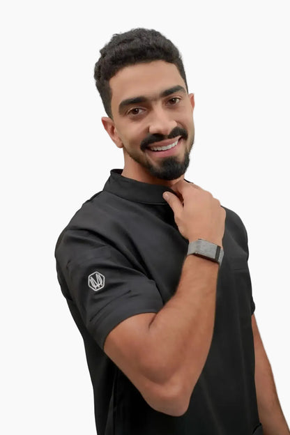 Unisex half collar black scrub