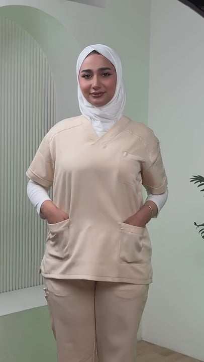 Unisex beige scrub